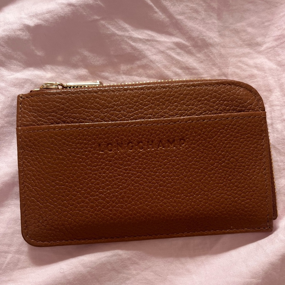 Longchamp Tan Leather Zip Wallet
